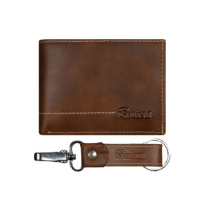 Pack Hombre billetera y llavero Mánchester Natural Oscuro