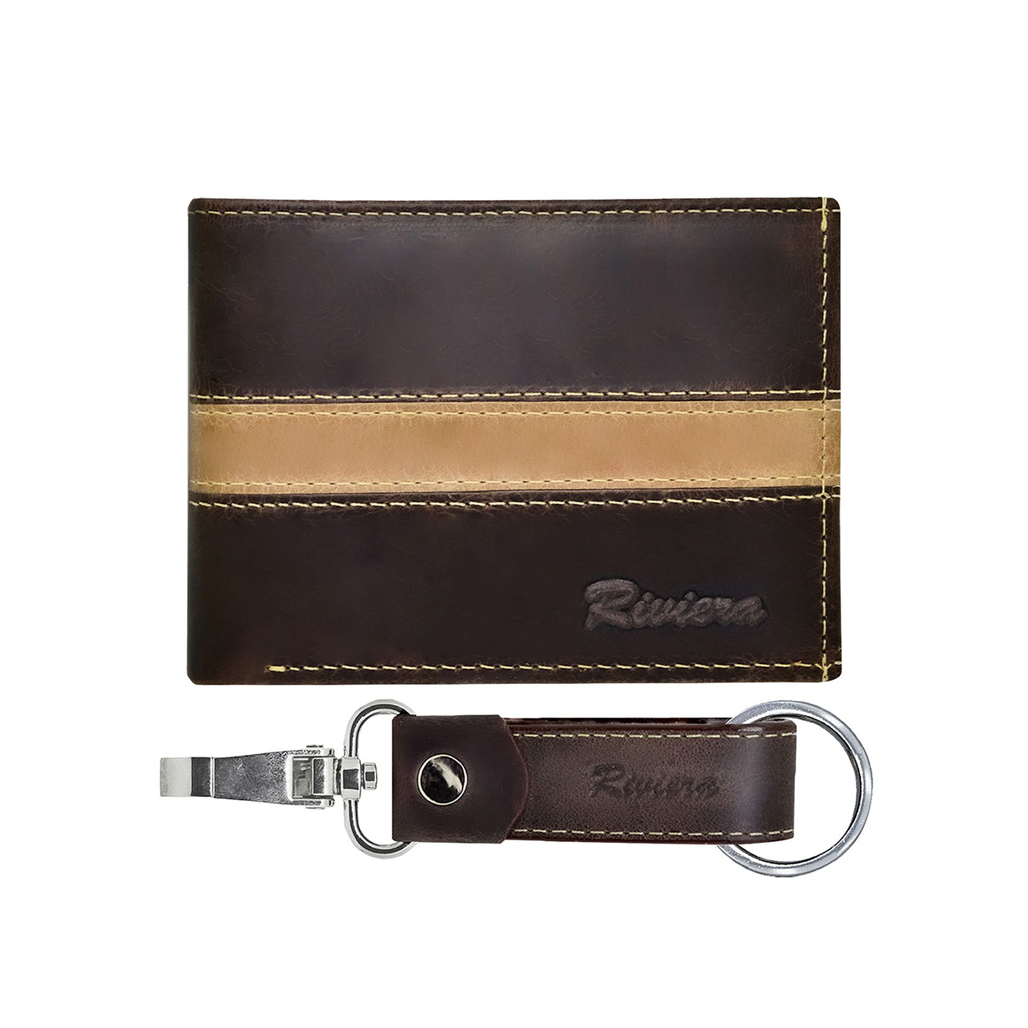 Pack Hombre billetera y llavero Sheffield Café-Beige